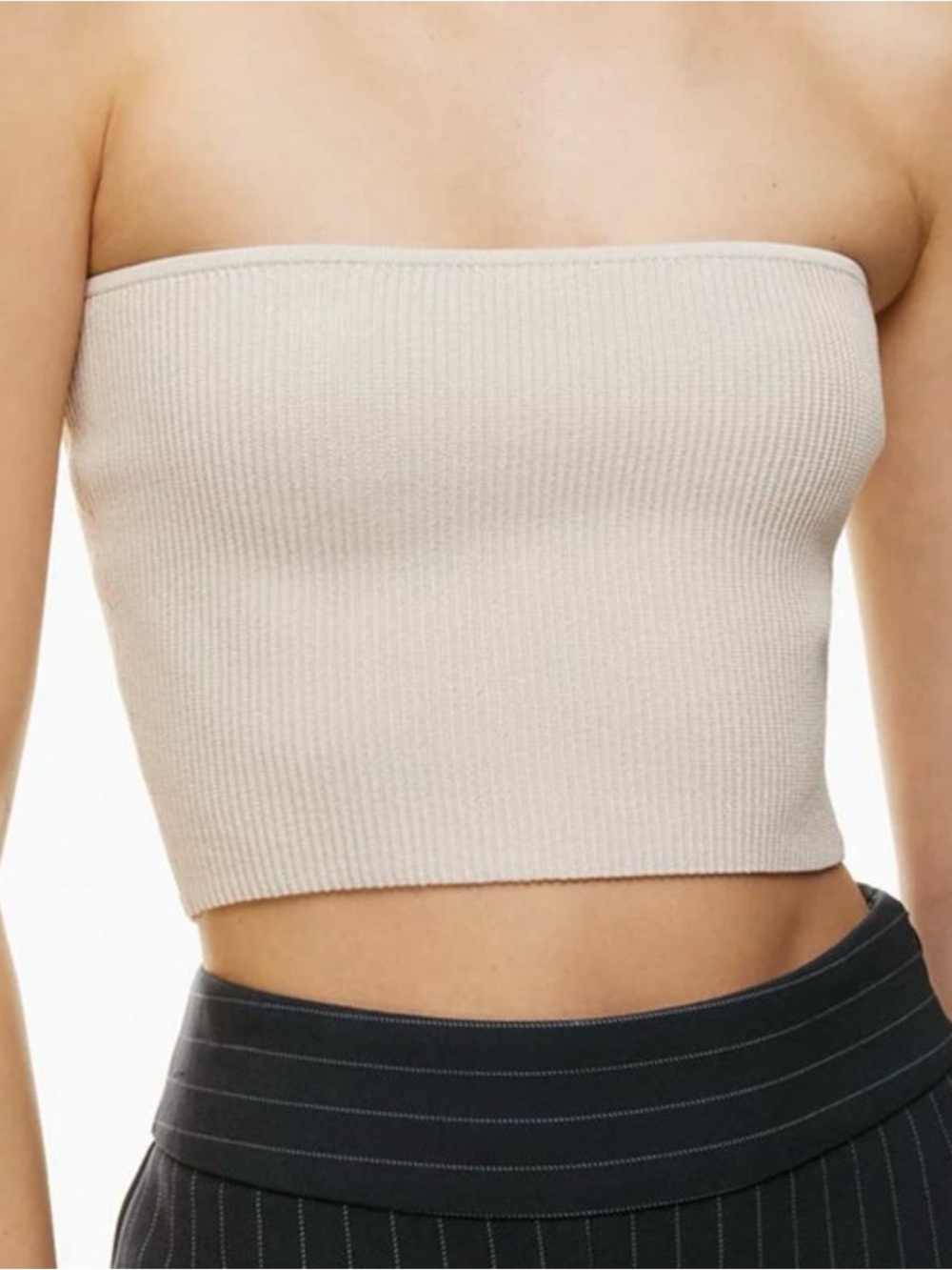 Aritzia Babaton Sculpt Knit Tube Top Light Beige